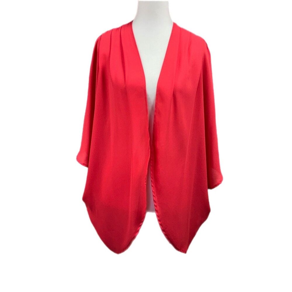 NEW Style Rack Pleated Shoulder Dolman Sleeve Open Front Kimono Cardigan Sz S